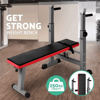 Adjustable Weight Bench Press with Squat Rack Folding Multi-Function Dip Station for Full Body Workout FPF8004