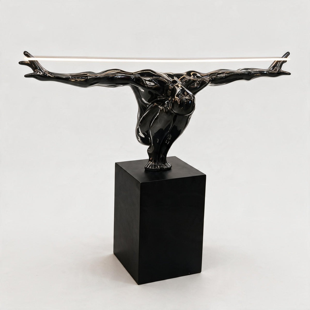 Life-Size Diving-Inspired Athlete Sculpture with Light Bar