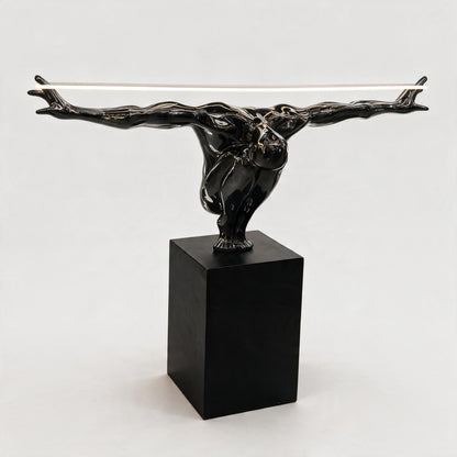 Life-Size Diving-Inspired Athlete Sculpture with Light Bar