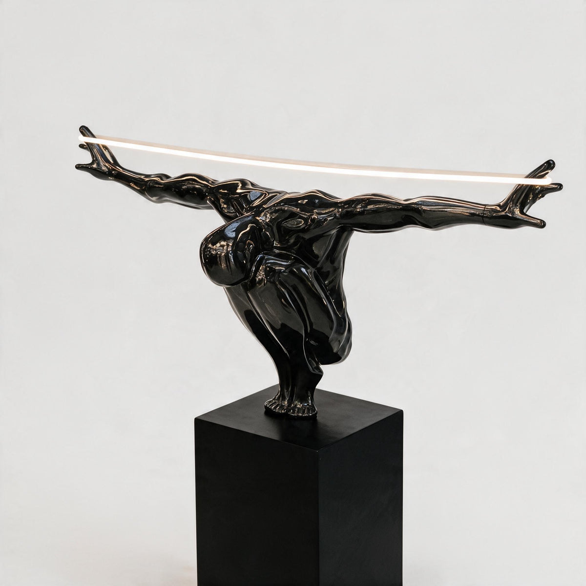 Life-Size Diving-Inspired Athlete Sculpture with Light Bar