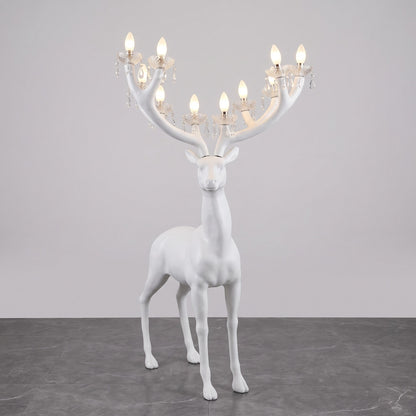 White Resin Deer Antler Floor Lamp — Large Luxury Sculpture for Living Room & Hotel Lobby