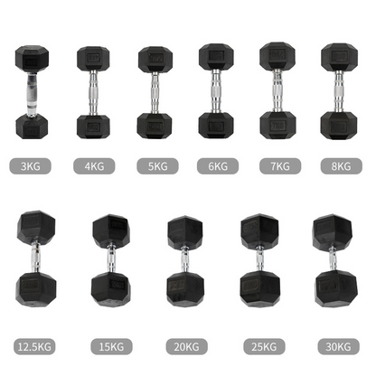 Hex Rubber Dumbbell — Single Piece