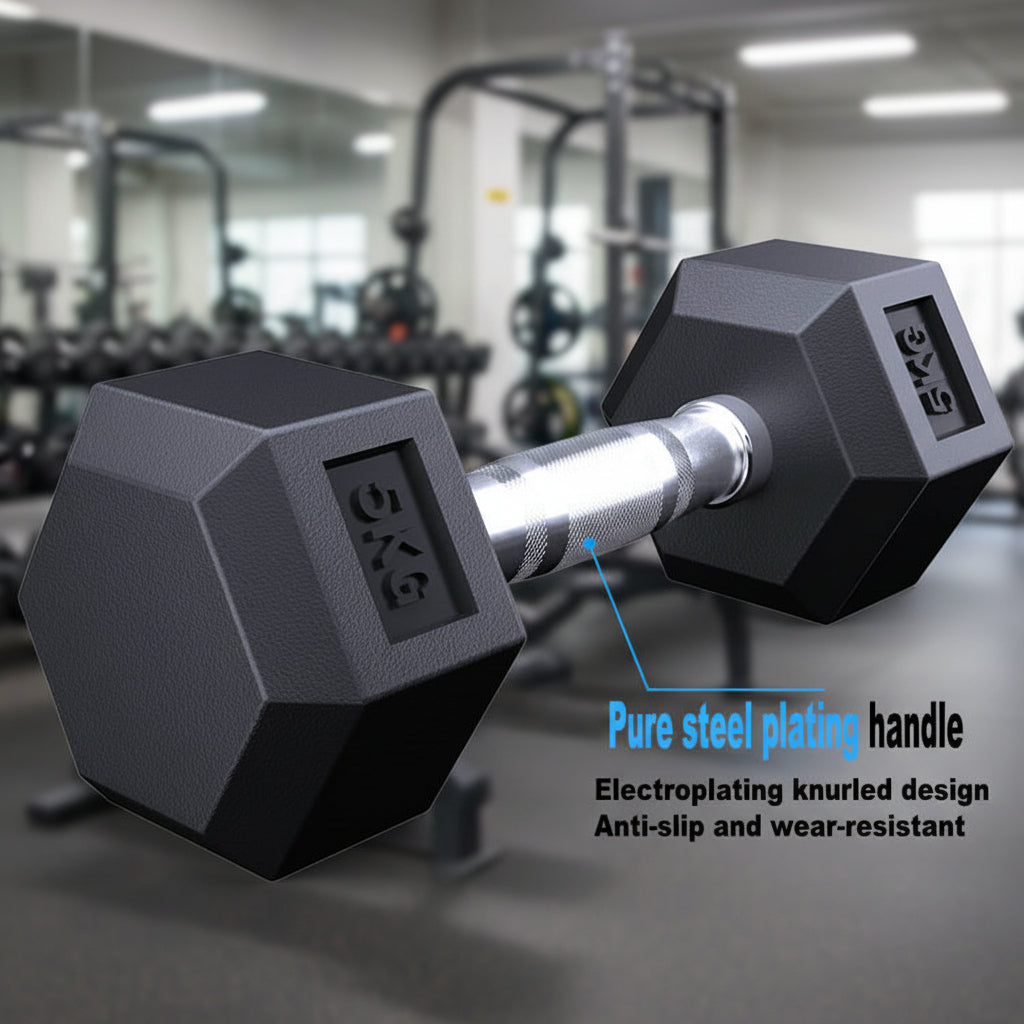 Hex Rubber Dumbbell — Single Piece