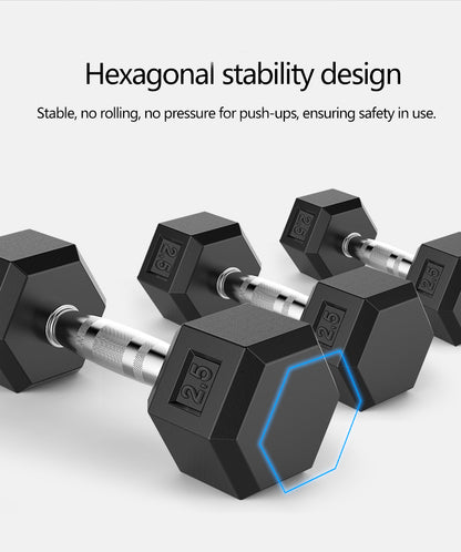 Hex Rubber Dumbbell — Single Piece