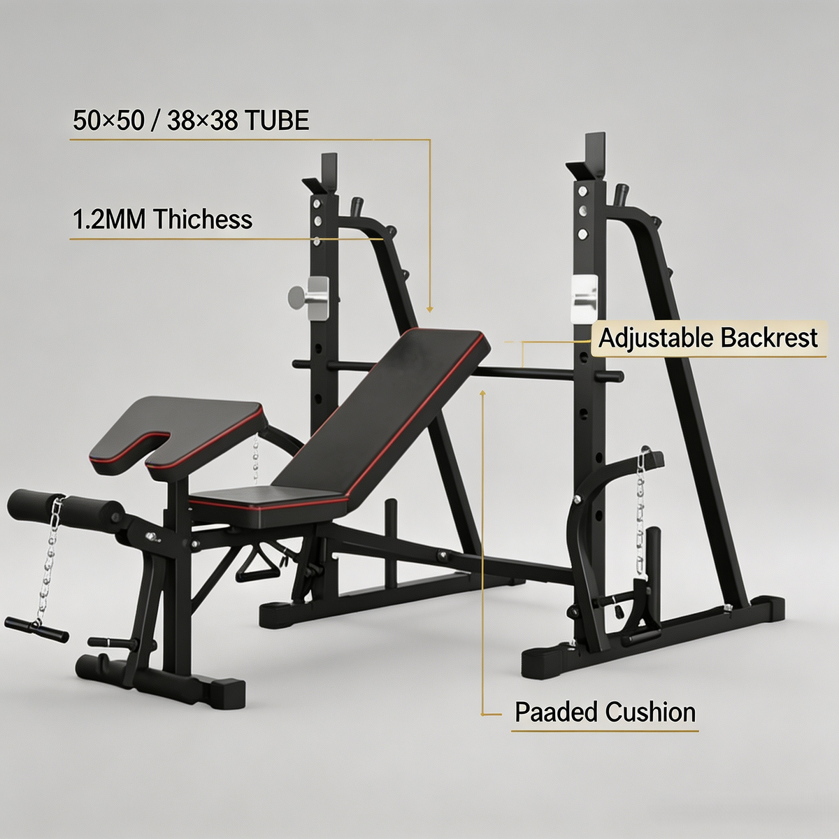 Multi-Function Weight Bench with Squat Rack | Adjustable Home Gym Bench WLB-8