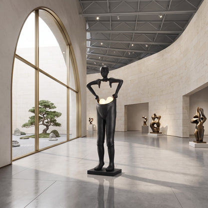 Modern art sculpture, portrait trousers, window floor-to-ceiling abstract sculpture ornaments