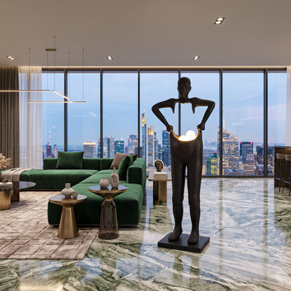 Modern art sculpture, portrait trousers, window floor-to-ceiling abstract sculpture ornaments