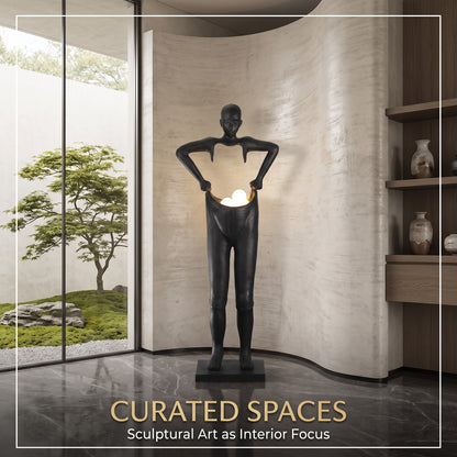Modern art sculpture, portrait trousers, window floor-to-ceiling abstract sculpture ornaments