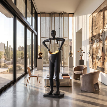 Modern art sculpture, portrait trousers, window floor-to-ceiling abstract sculpture ornaments