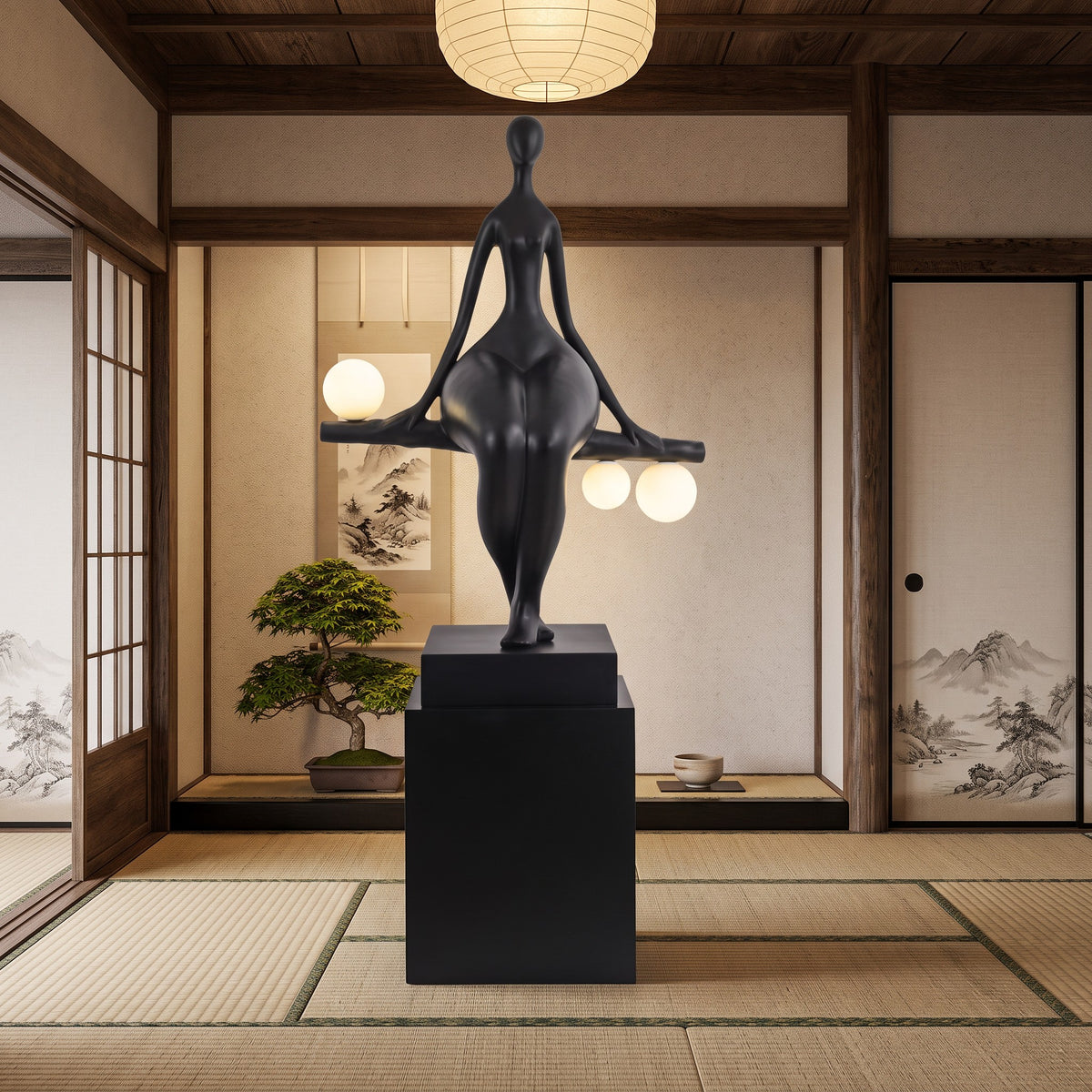 Creative Abstract Human Shape Floor Lamp Resin Crafts for Living Room Office Sculpture Art Decorative