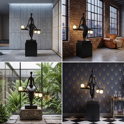 Creative Abstract Human Shape Floor Lamp Resin Crafts for Living Room Office Sculpture Art Decorative