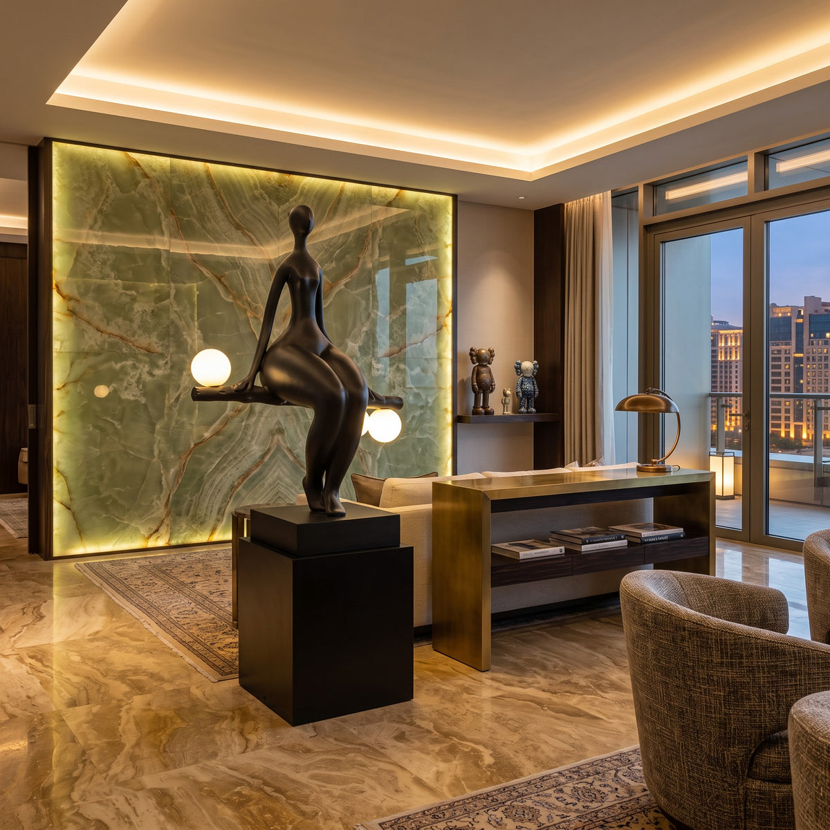 Creative Abstract Human Shape Floor Lamp Resin Crafts for Living Room Office Sculpture Art Decorative