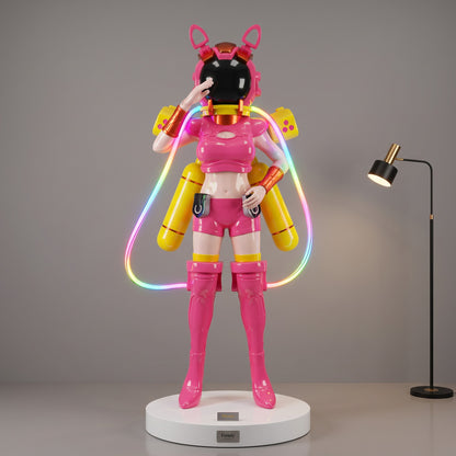 FRP Cyberpunk Diving Girl Modern Large Figure Sculpture Bar KTV Restaurant Floor Ornament