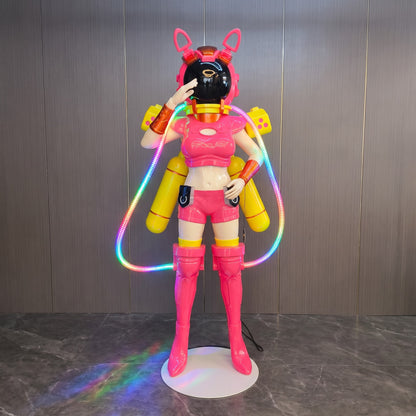 FRP Cyberpunk Diving Girl Modern Large Figure Sculpture Bar KTV Restaurant Floor Ornament