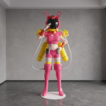 FRP Cyberpunk Diving Girl Modern Large Figure Sculpture Bar KTV Restaurant Floor Ornament