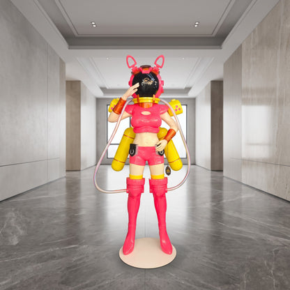 FRP Cyberpunk Diving Girl Modern Large Figure Sculpture Bar KTV Restaurant Floor Ornament