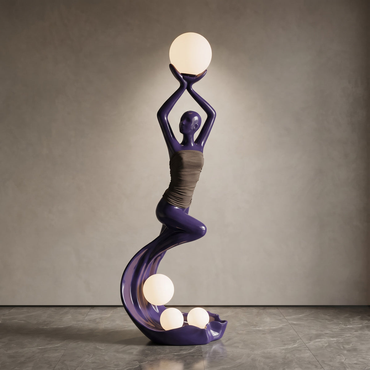 Modern luxury resin LED floor lamp hotel living room abstract humanoid sculpture
