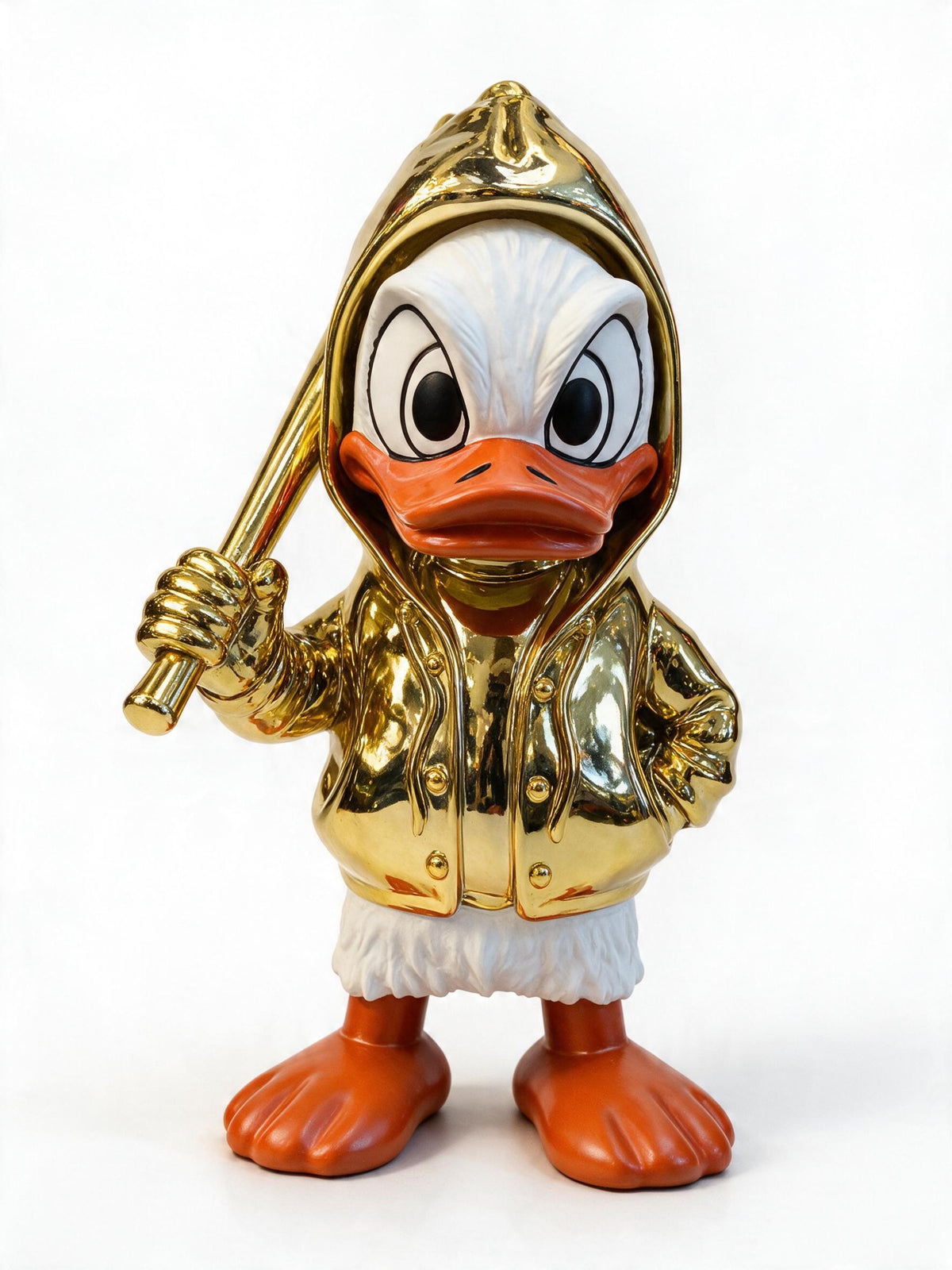 Gold Color Baseball Player Small Duck Action Figure Toy Resin Statue Collection Model Home Decor Ornament