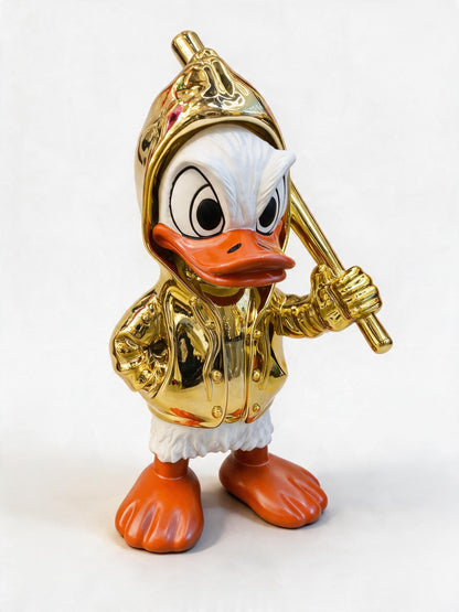 Gold Color Baseball Player Small Duck Action Figure Toy Resin Statue Collection Model Home Decor Ornament