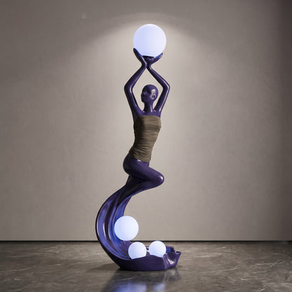 Modern luxury resin LED floor lamp hotel living room abstract humanoid sculpture