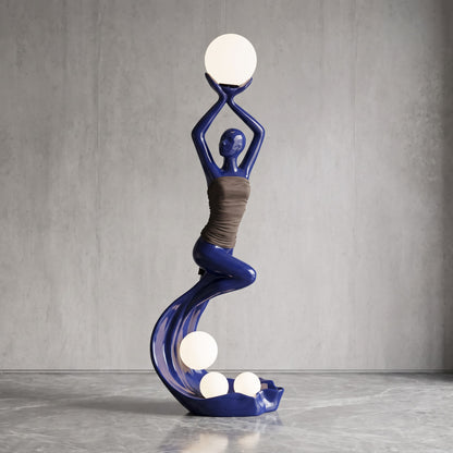 Modern luxury resin LED floor lamp hotel living room abstract humanoid sculpture