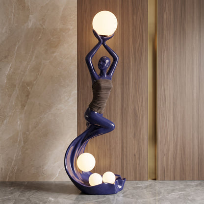 Modern luxury resin LED floor lamp hotel living room abstract humanoid sculpture