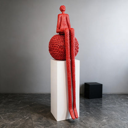 Long Leg Lobby Art Museum Abstract Block Striped Fiberglass Resin Floor Decoration Ornament