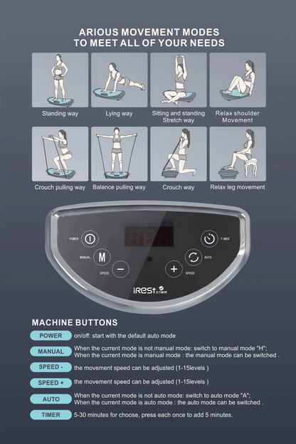 iRest Y21 Vibration Plate | 3 Modes | 15 Speeds | Wireless Wrist Remote | UAE