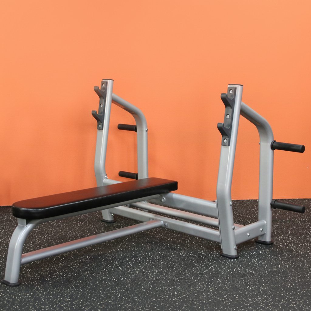Olympic Flat Bench Press | Commercial Grade Weight Bench with Barbell Rack FPF8008