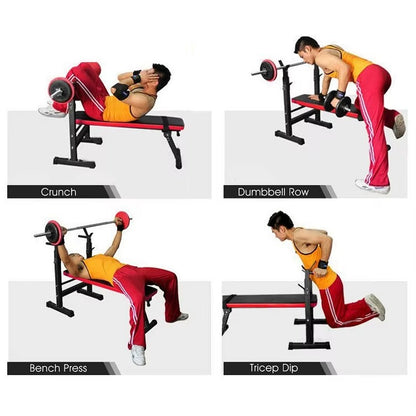 Adjustable Weight Bench Press with Squat Rack Folding Multi-Function Dip Station for Full Body Workout FPF8004