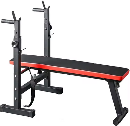 Adjustable Weight Bench Press with Squat Rack Folding Multi-Function Dip Station for Full Body Workout FPF8004
