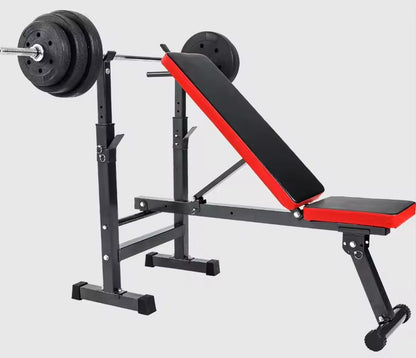 Adjustable Weight Bench Press with Squat Rack Folding Multi-Function Dip Station for Full Body Workout FPF8004
