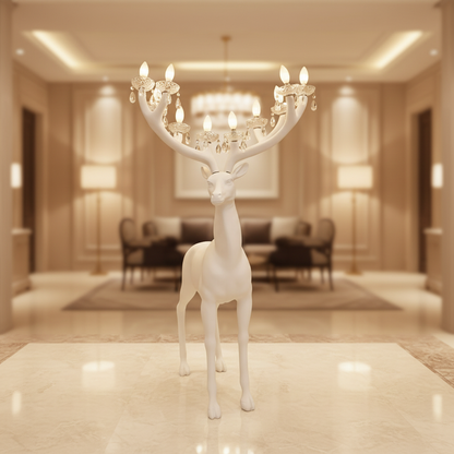 White Deer - Warm Beige Background